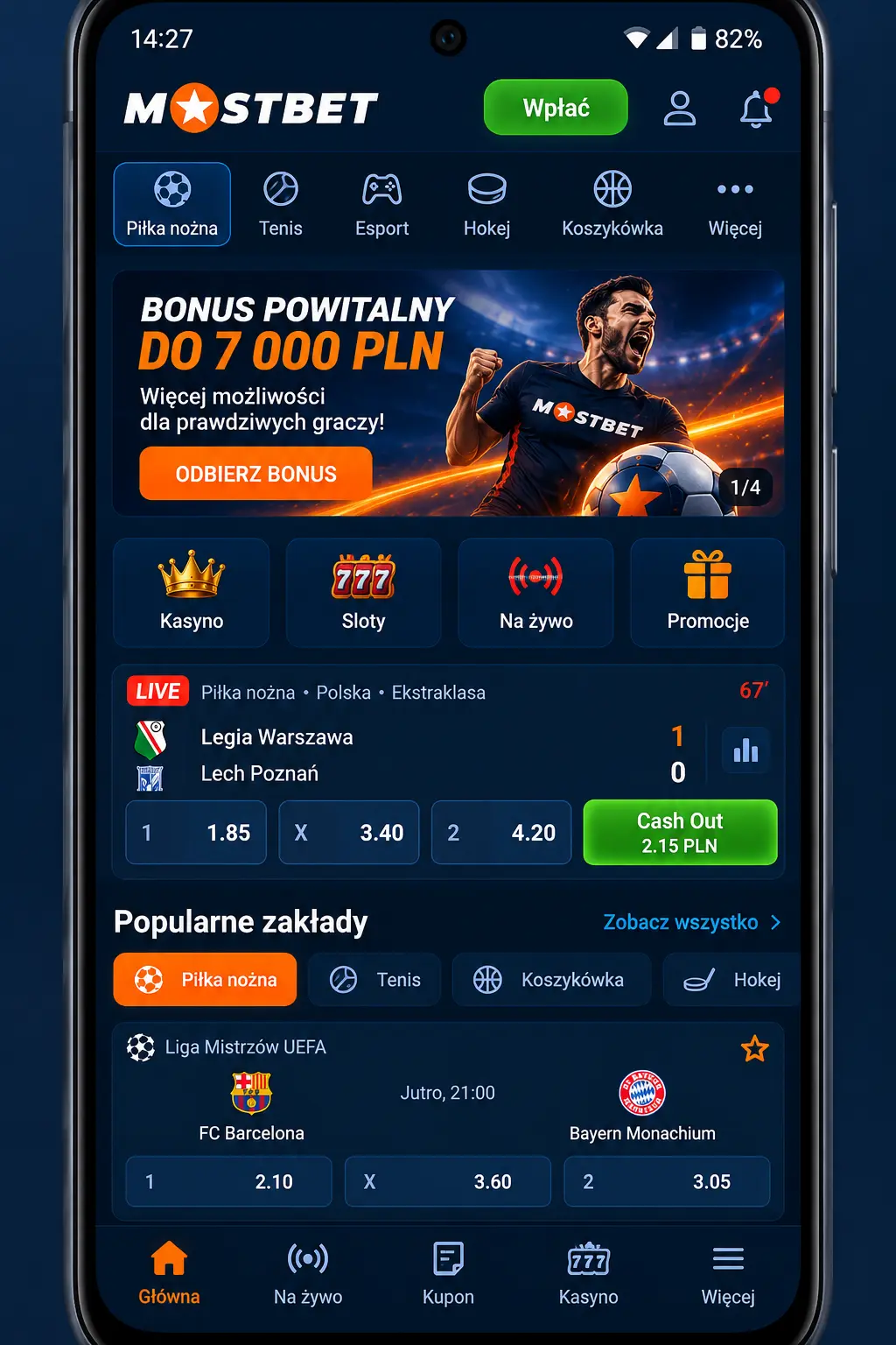 Aplikacja Mostbet na ekranie głównym iPhone – ikona PWA i widok mobilny kasyna